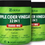 (2 Packs) 60 Capsules 15000mg Apple Cider Vinegar Capsules 32 in 1, with Turmeric, Cinnamon, Milk Thistle, Berberine, Elderberry, Quercetin, Best Supplement for Keto, Digestion, Immune