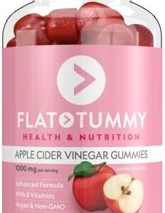 Flat Tummy Tea Apple Cider Vinegar Gummies, 60 Count – Boost Energy, Detox, Support Gut Health & Healthy Metabolism – Vegan, Non-GMO - Made with Apples, Beetroot, Vitamins B6 & B12, Superfoods