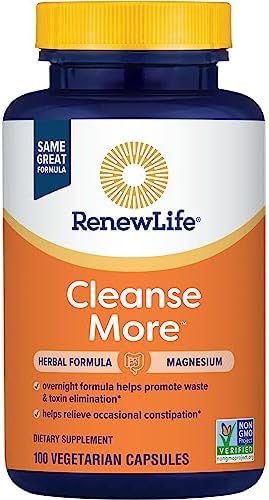 Renew Life Detox Cleanse More, Reduces Bloating and Restores Regularity, Overnight Constipation Relief, Soy, Dairy and gluten-free, 100 Capsules
