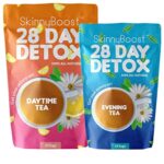SkinnyBoost 28 Day Detox Tea Kit-1 Daytime (28 Bags) 1 Evening (14 Bags) Non GMO, Vegan, All Natural Teas, Made with Green Tea and Herbal Teas for Natural Detox and Cleanse, Reduce Bloating